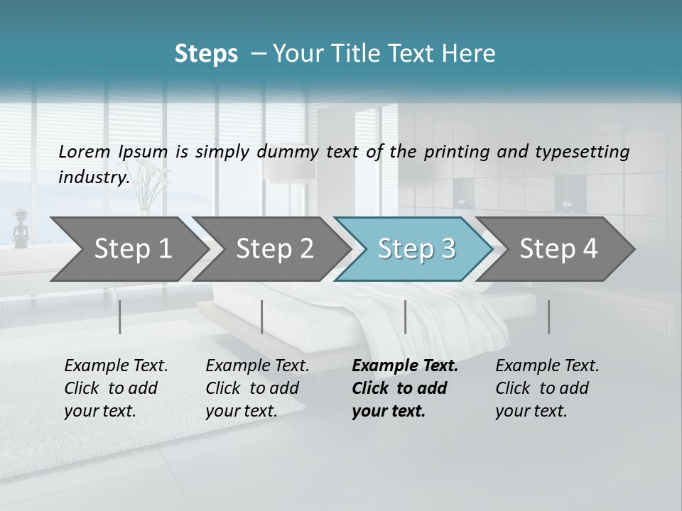 A Bedroom With A Large Bed And A Large Window PowerPoint Template