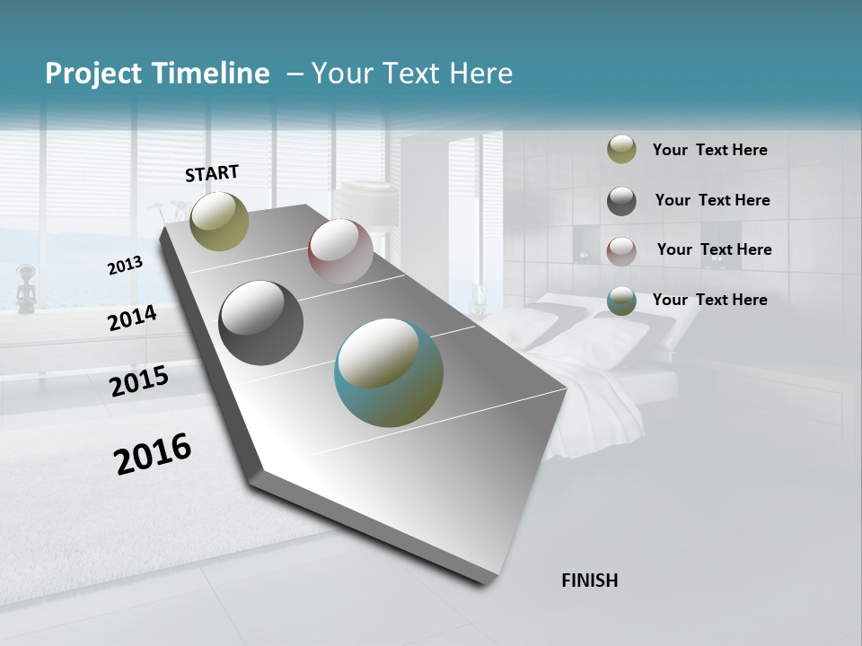 A Bedroom With A Large Bed And A Large Window PowerPoint Template