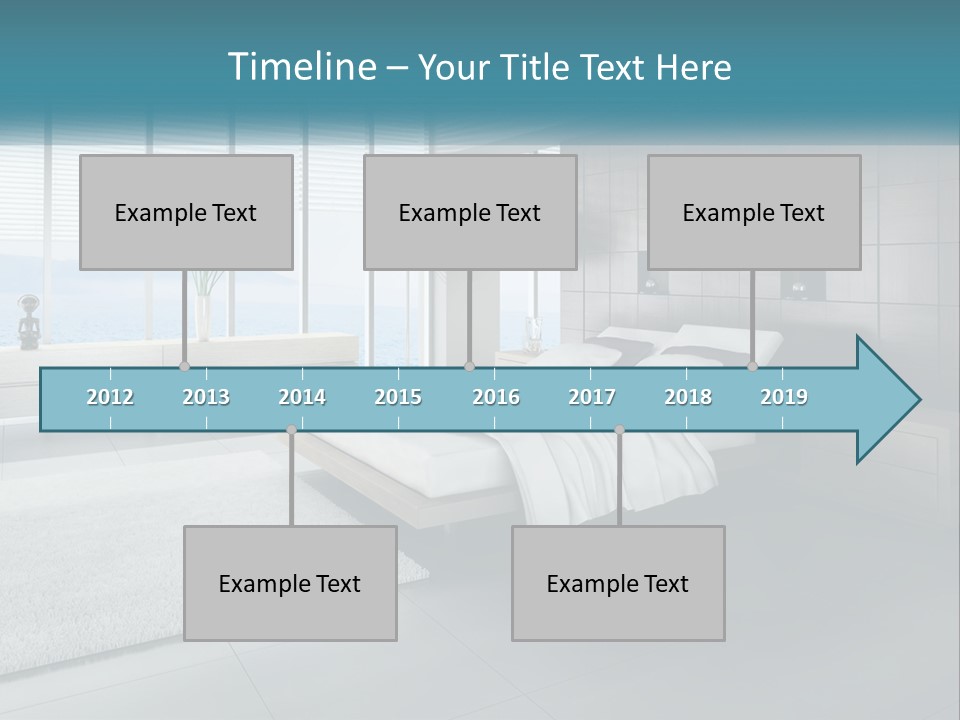 A Bedroom With A Large Bed And A Large Window PowerPoint Template
