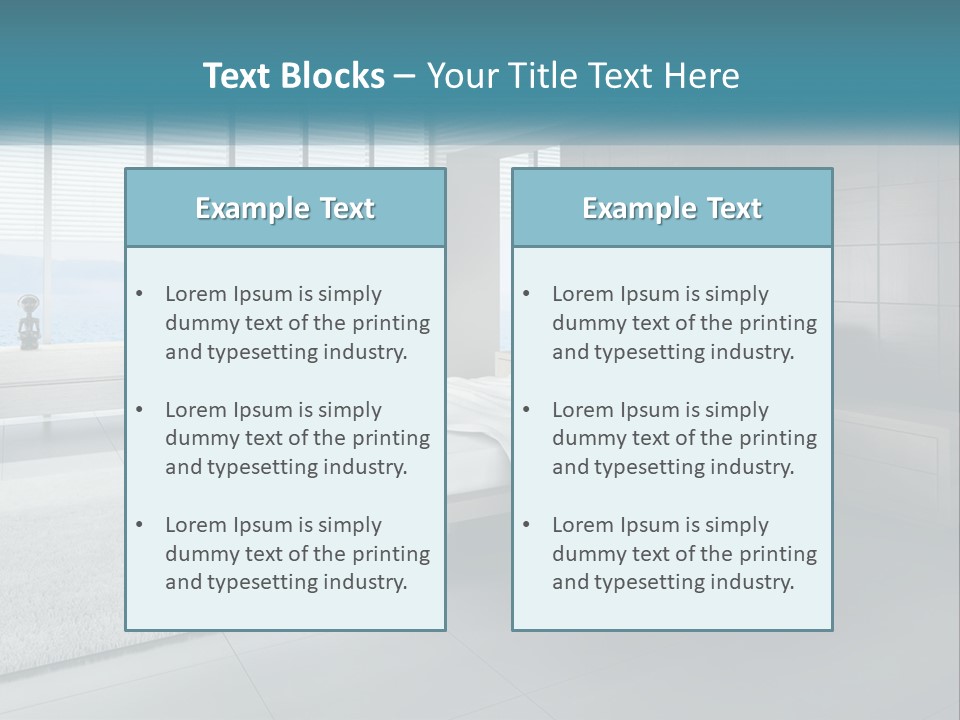 A Bedroom With A Large Bed And A Large Window PowerPoint Template