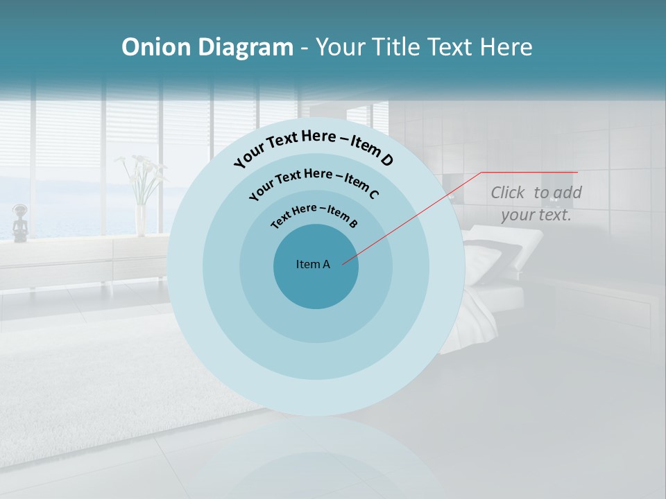 A Bedroom With A Large Bed And A Large Window PowerPoint Template