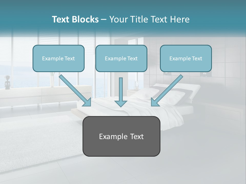 A Bedroom With A Large Bed And A Large Window PowerPoint Template