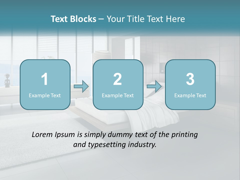 A Bedroom With A Large Bed And A Large Window PowerPoint Template