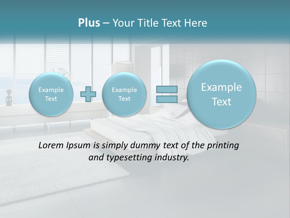 A Bedroom With A Large Bed And A Large Window PowerPoint Template