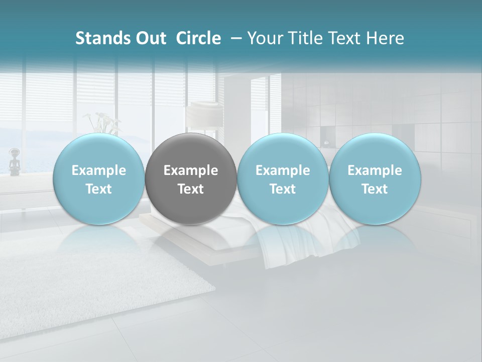 A Bedroom With A Large Bed And A Large Window PowerPoint Template