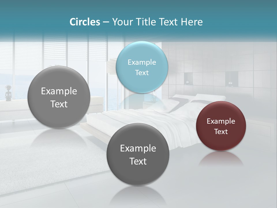 A Bedroom With A Large Bed And A Large Window PowerPoint Template