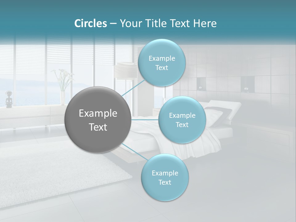 A Bedroom With A Large Bed And A Large Window PowerPoint Template