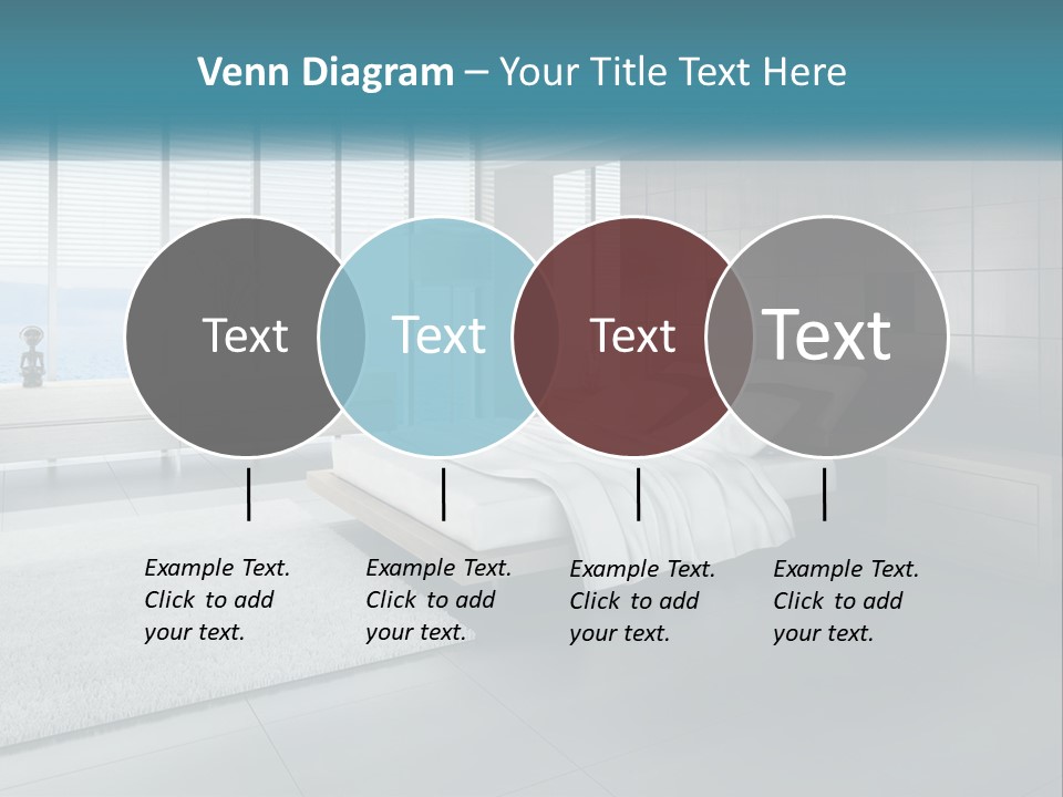 A Bedroom With A Large Bed And A Large Window PowerPoint Template