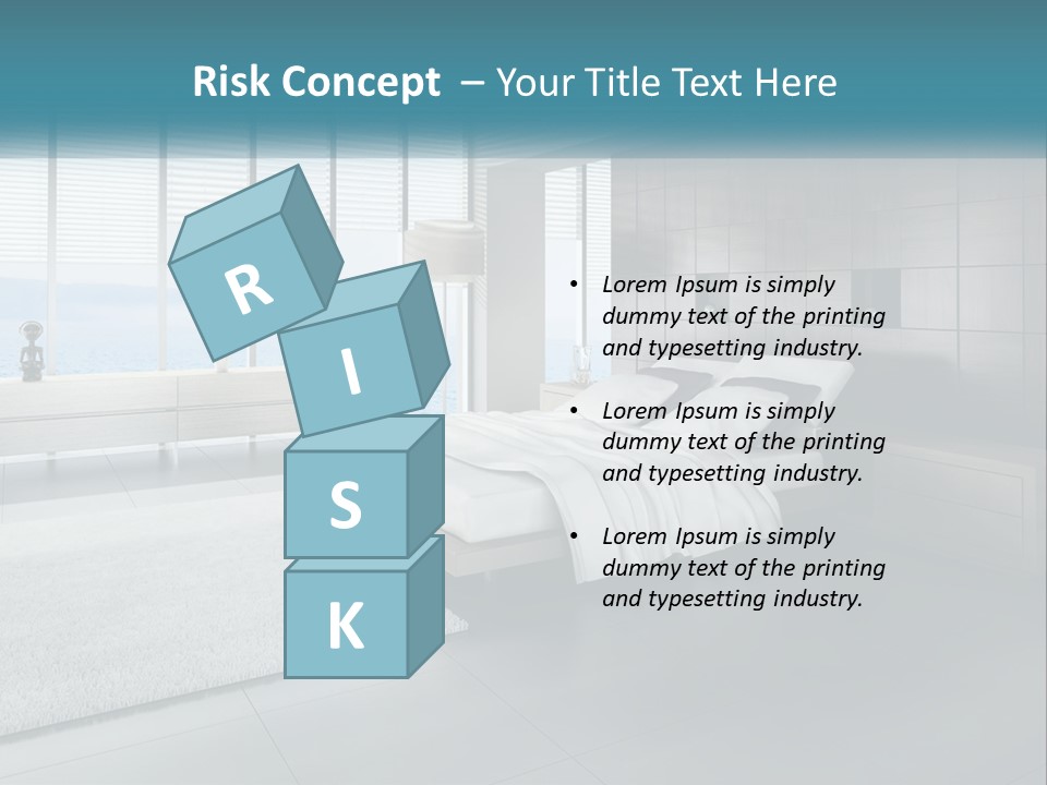 A Bedroom With A Large Bed And A Large Window PowerPoint Template