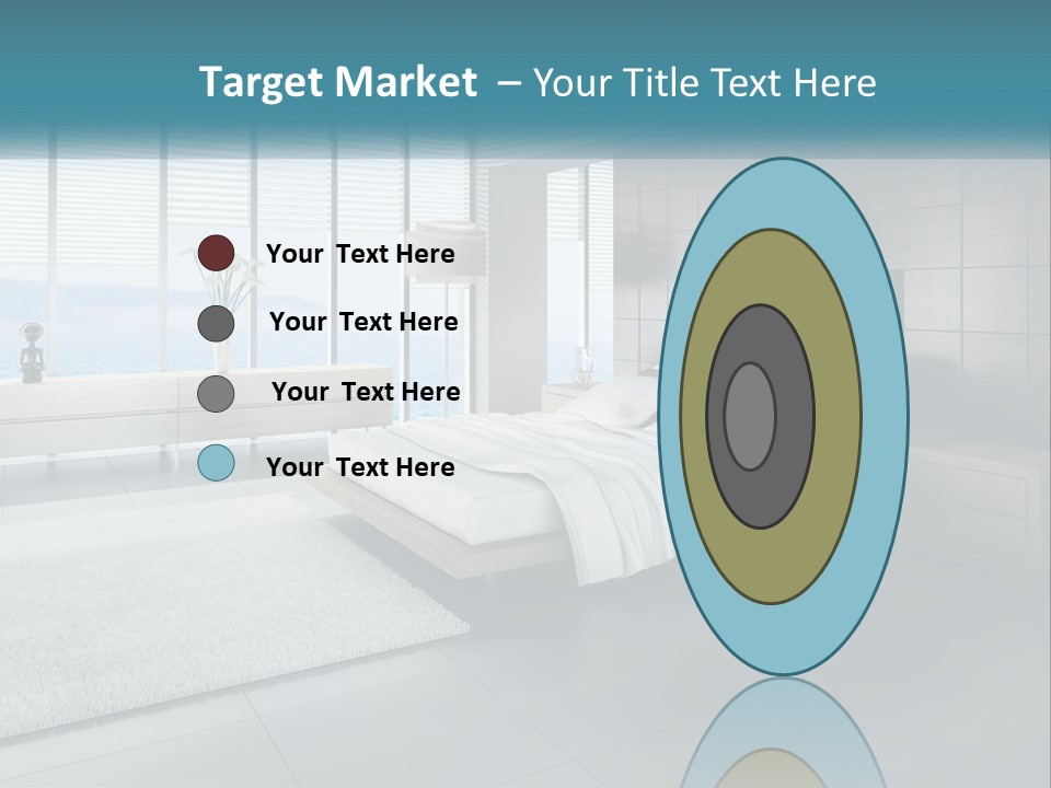A Bedroom With A Large Bed And A Large Window PowerPoint Template