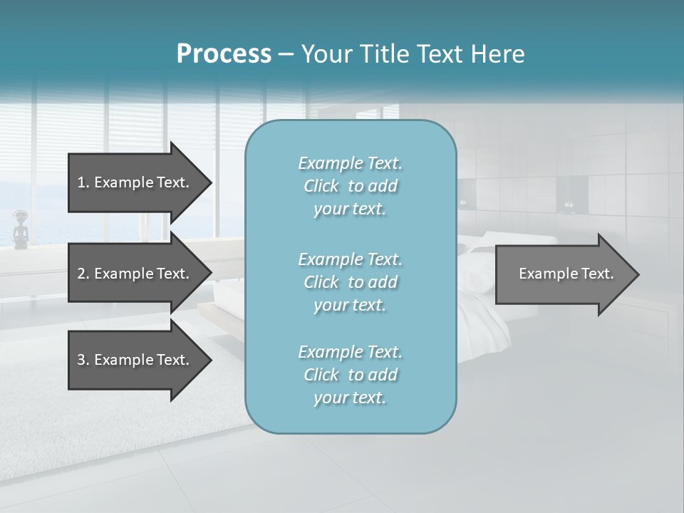 A Bedroom With A Large Bed And A Large Window PowerPoint Template