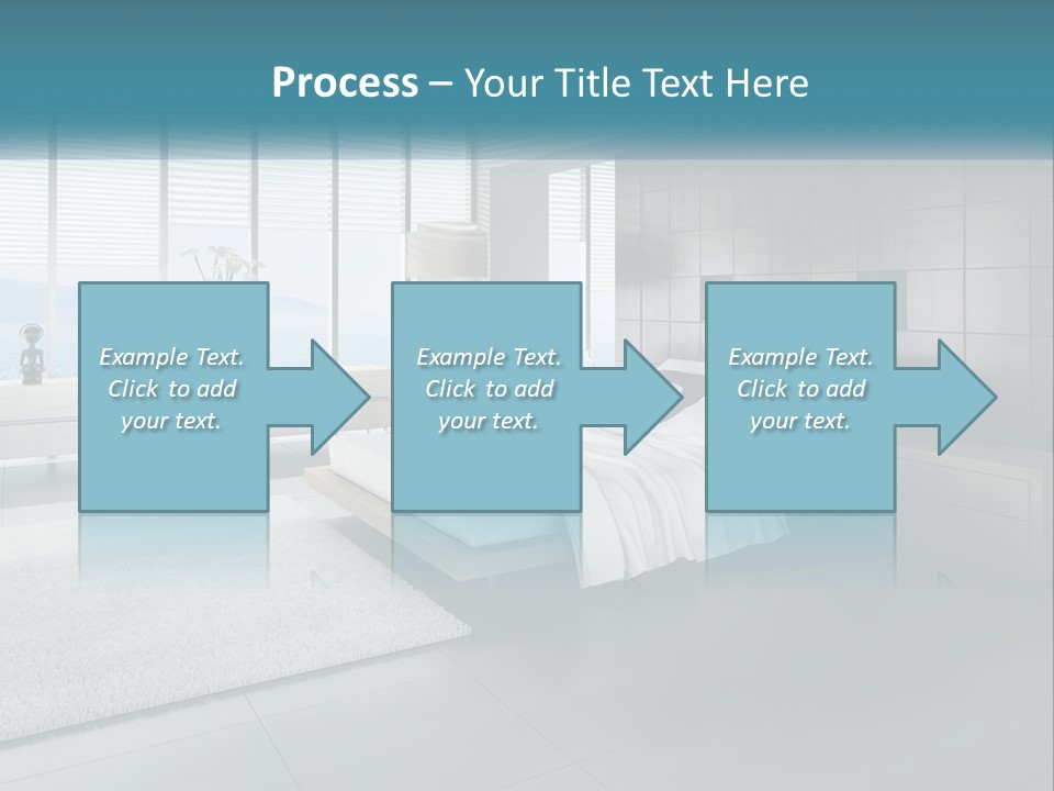 A Bedroom With A Large Bed And A Large Window PowerPoint Template