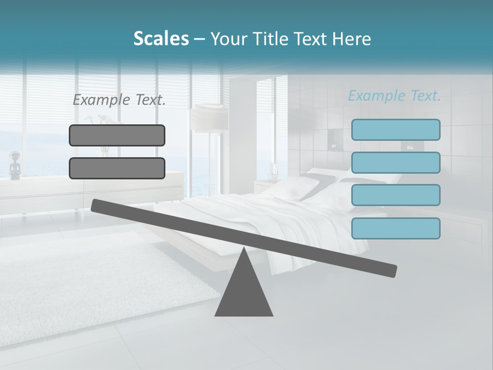 A Bedroom With A Large Bed And A Large Window PowerPoint Template