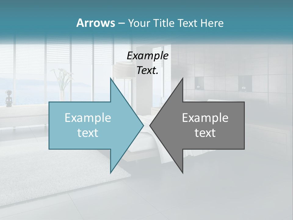 A Bedroom With A Large Bed And A Large Window PowerPoint Template