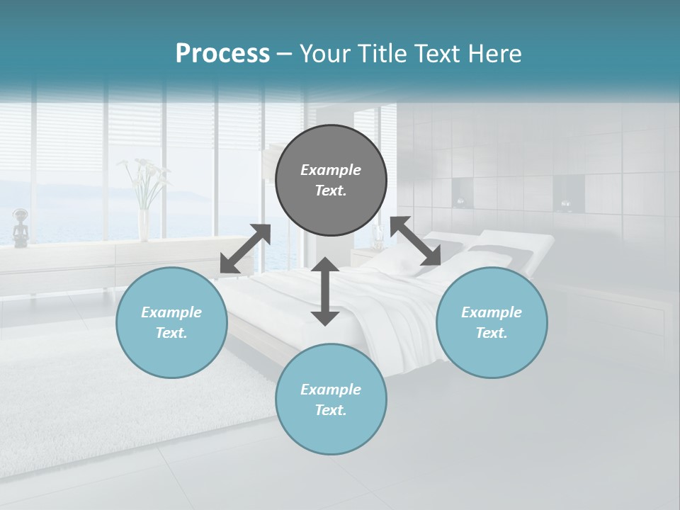 A Bedroom With A Large Bed And A Large Window PowerPoint Template