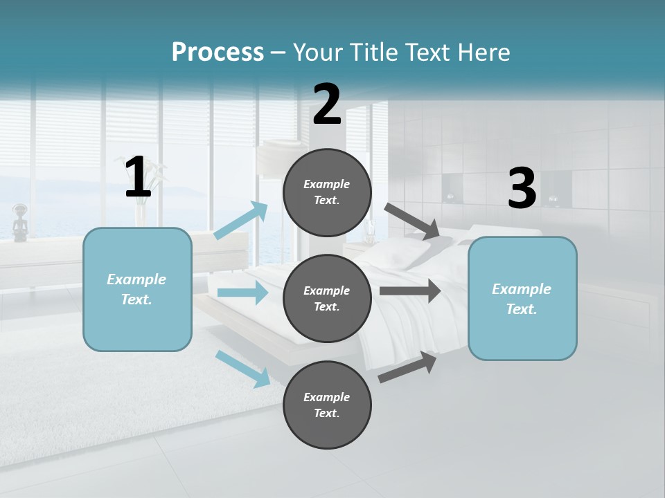A Bedroom With A Large Bed And A Large Window PowerPoint Template