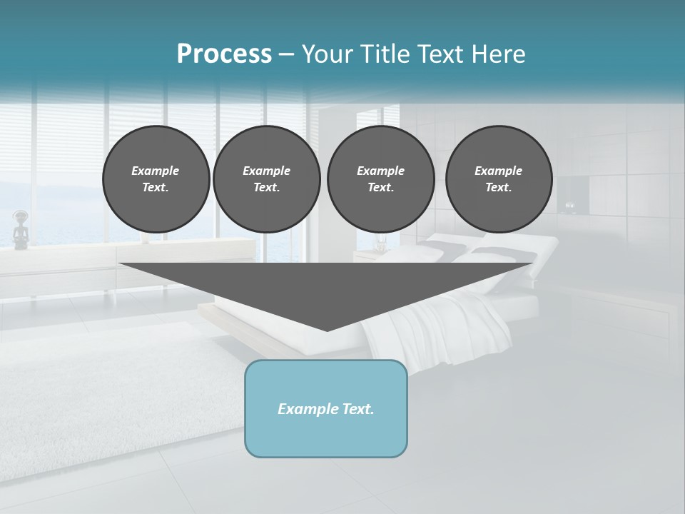 A Bedroom With A Large Bed And A Large Window PowerPoint Template