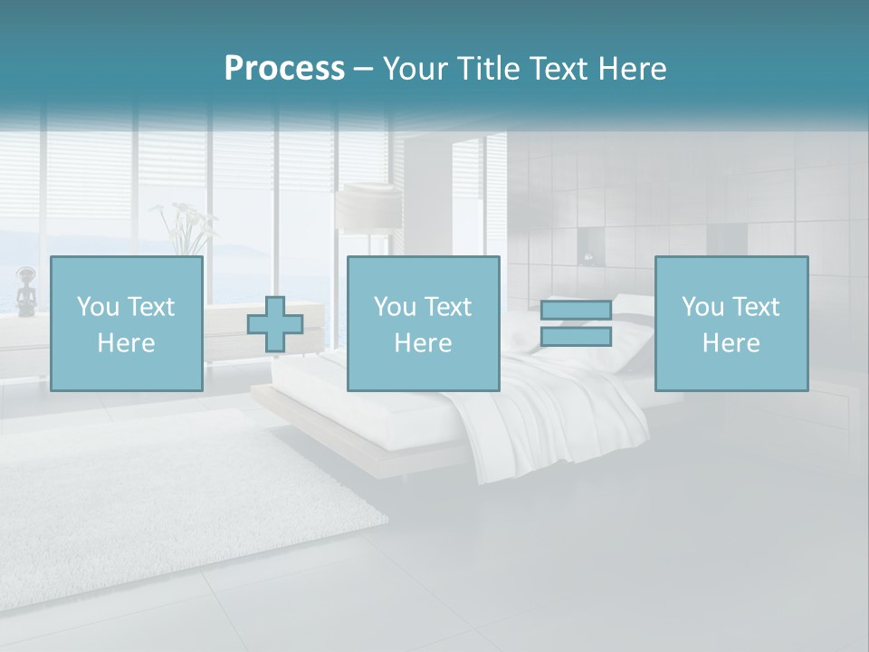 A Bedroom With A Large Bed And A Large Window PowerPoint Template