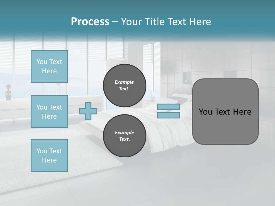A Bedroom With A Large Bed And A Large Window PowerPoint Template