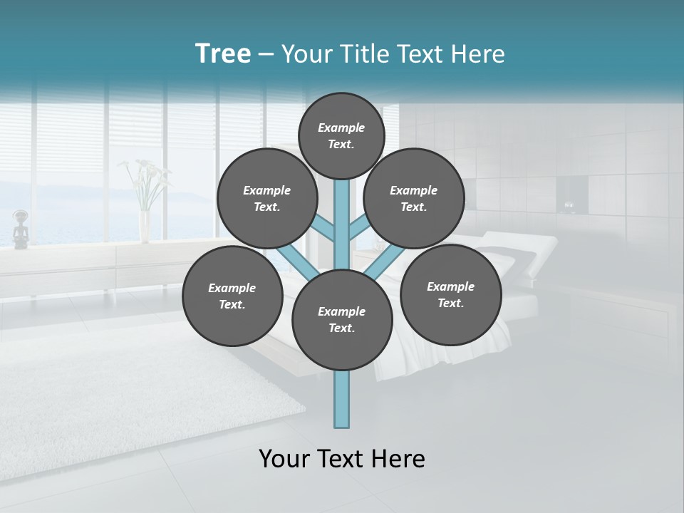 A Bedroom With A Large Bed And A Large Window PowerPoint Template