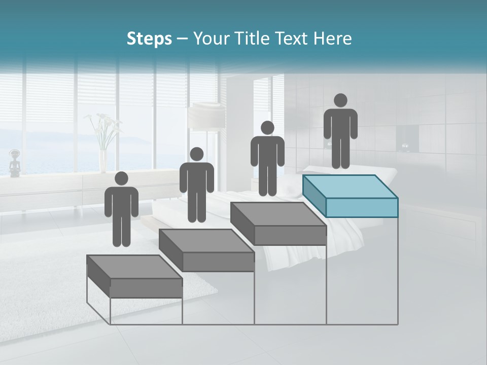 A Bedroom With A Large Bed And A Large Window PowerPoint Template