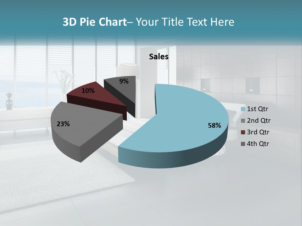 A Bedroom With A Large Bed And A Large Window PowerPoint Template