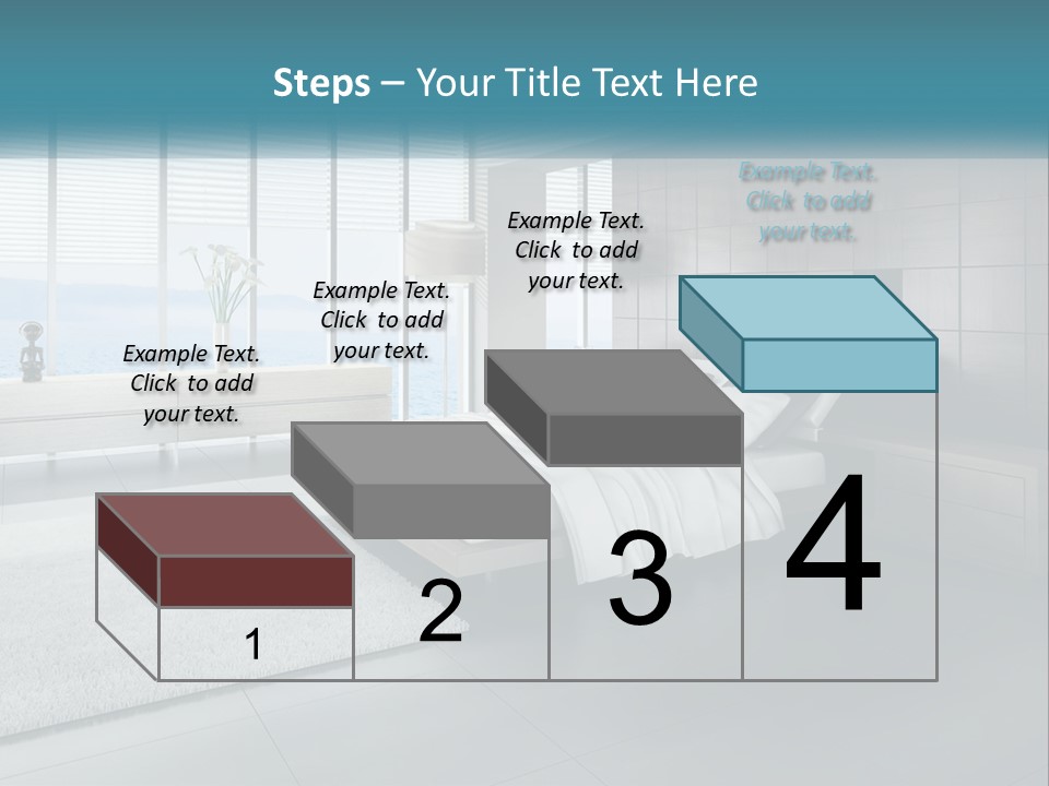 A Bedroom With A Large Bed And A Large Window PowerPoint Template