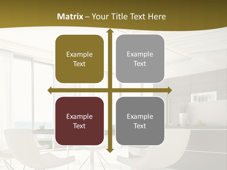 A White Table And Chairs In A Room PowerPoint Template