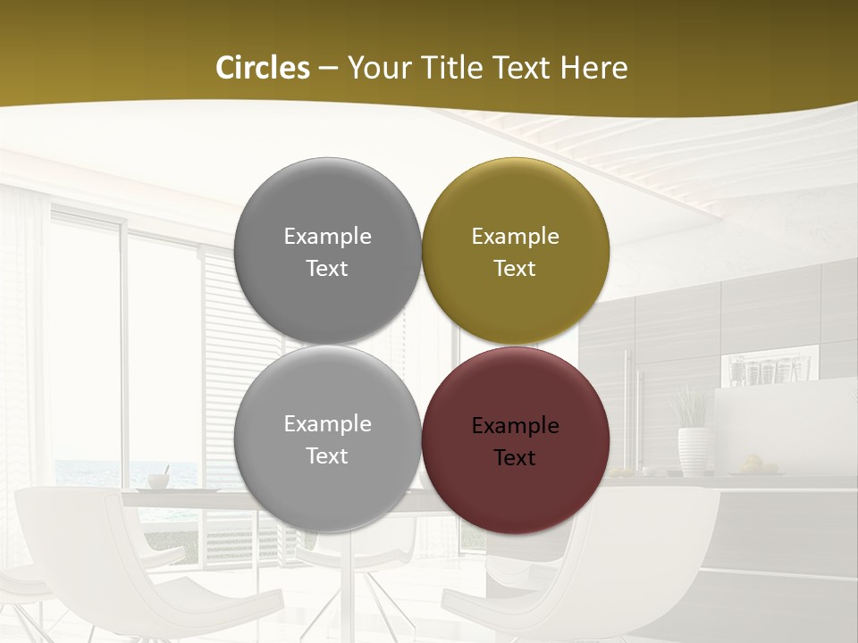 A White Table And Chairs In A Room PowerPoint Template