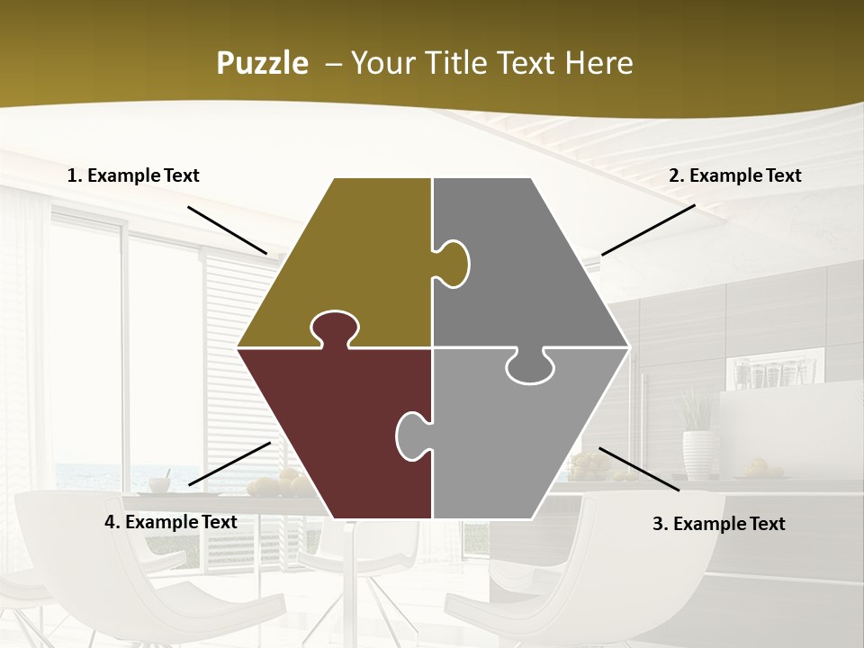 A White Table And Chairs In A Room PowerPoint Template