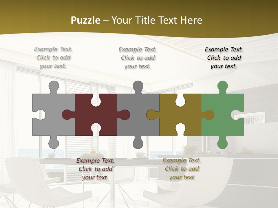 A White Table And Chairs In A Room PowerPoint Template
