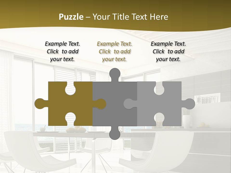 A White Table And Chairs In A Room PowerPoint Template