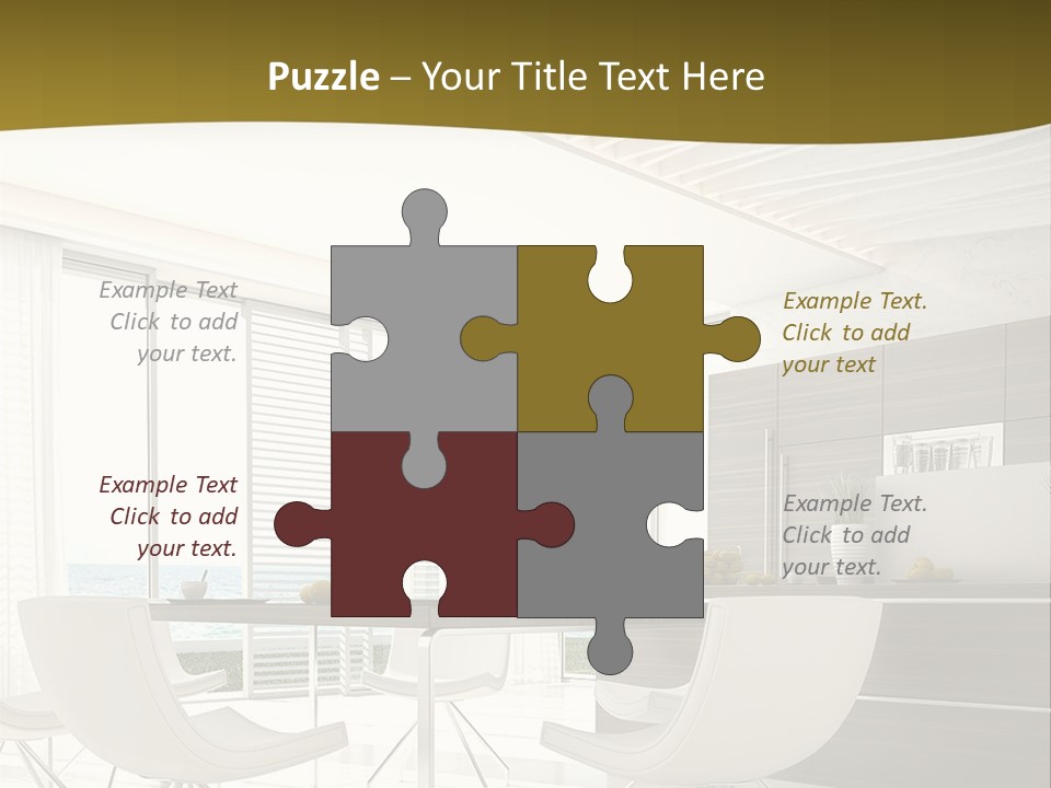 A White Table And Chairs In A Room PowerPoint Template