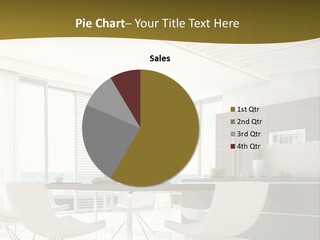 A White Table And Chairs In A Room PowerPoint Template