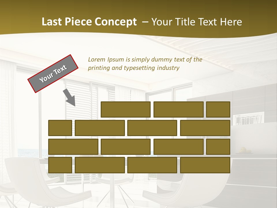 A White Table And Chairs In A Room PowerPoint Template