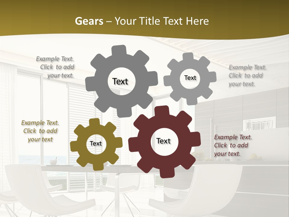 A White Table And Chairs In A Room PowerPoint Template