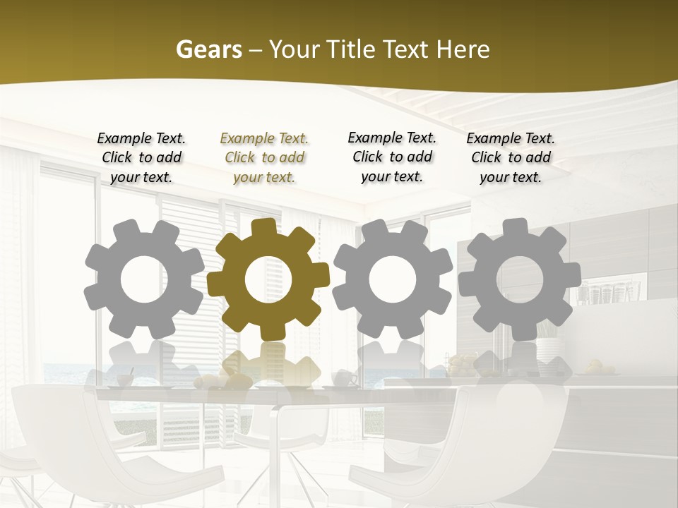 A White Table And Chairs In A Room PowerPoint Template
