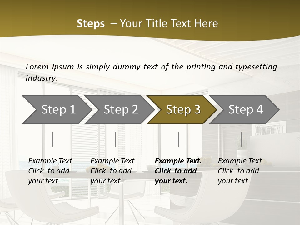 A White Table And Chairs In A Room PowerPoint Template