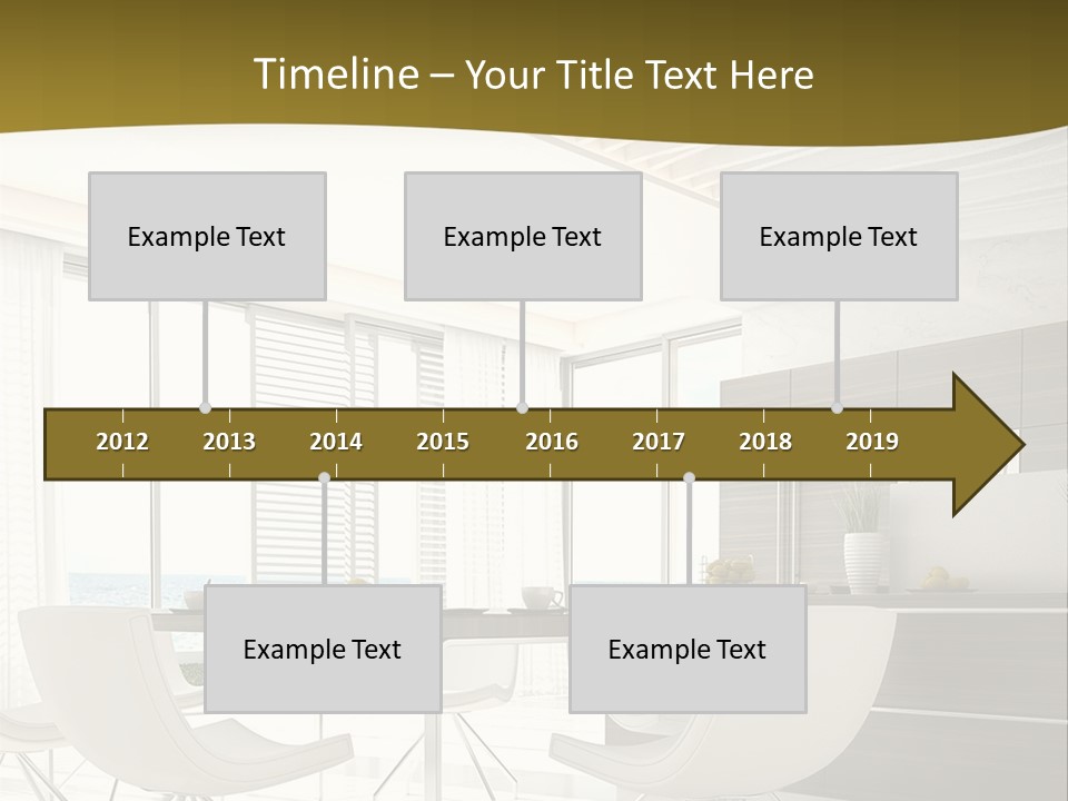 A White Table And Chairs In A Room PowerPoint Template
