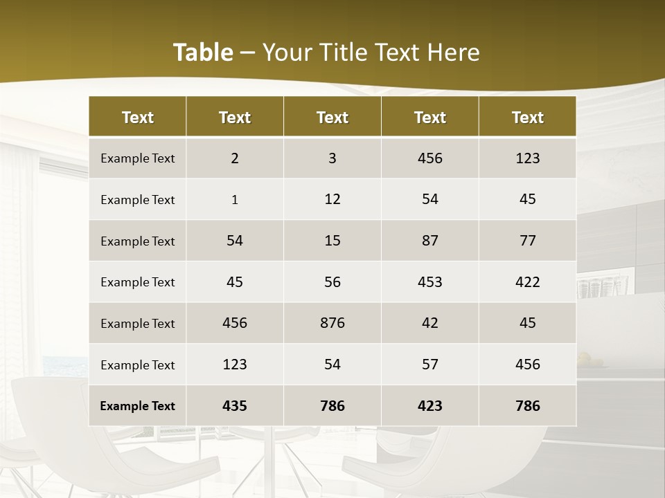A White Table And Chairs In A Room PowerPoint Template