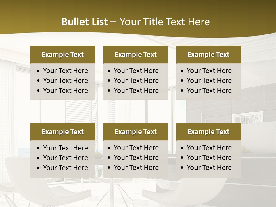 A White Table And Chairs In A Room PowerPoint Template
