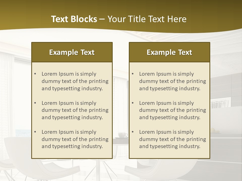 A White Table And Chairs In A Room PowerPoint Template