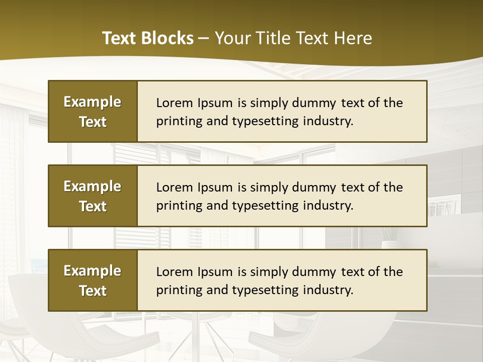 A White Table And Chairs In A Room PowerPoint Template