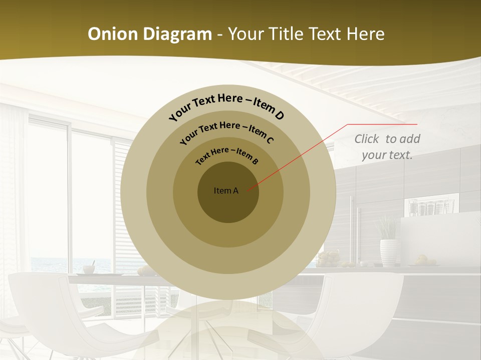 A White Table And Chairs In A Room PowerPoint Template