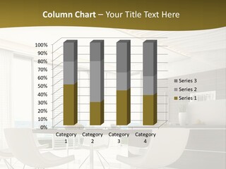 A White Table And Chairs In A Room PowerPoint Template