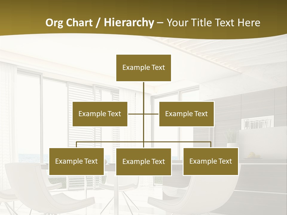 A White Table And Chairs In A Room PowerPoint Template