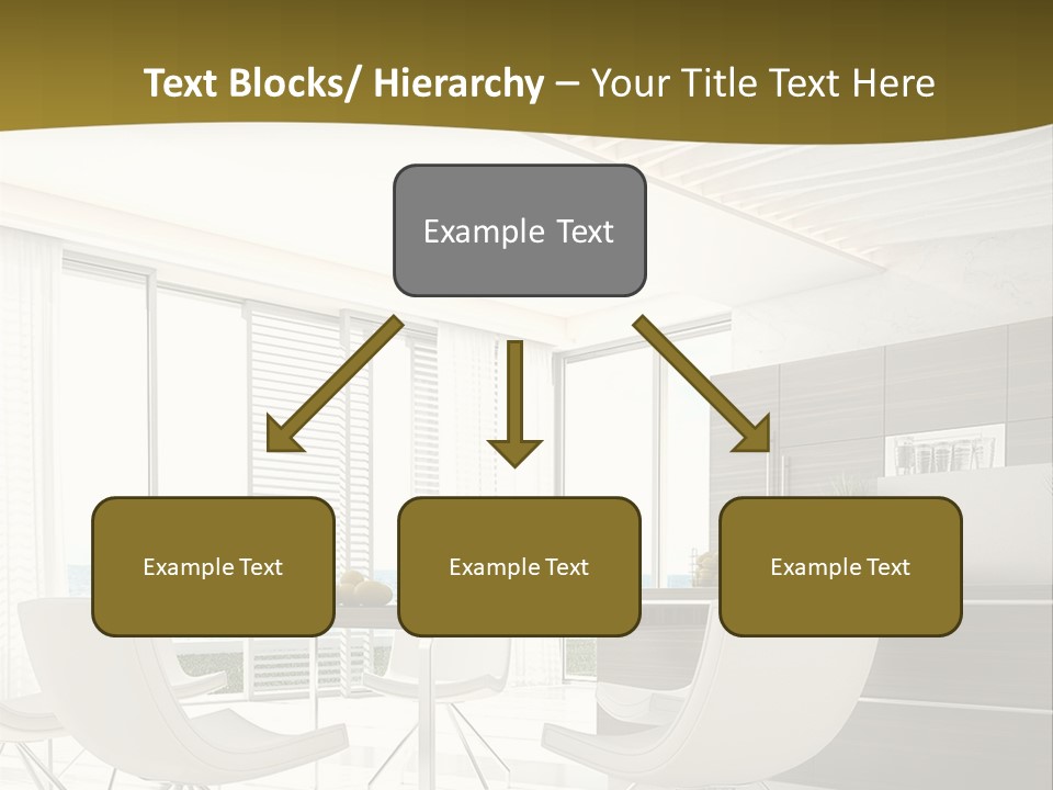 A White Table And Chairs In A Room PowerPoint Template