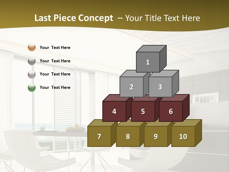 A White Table And Chairs In A Room PowerPoint Template