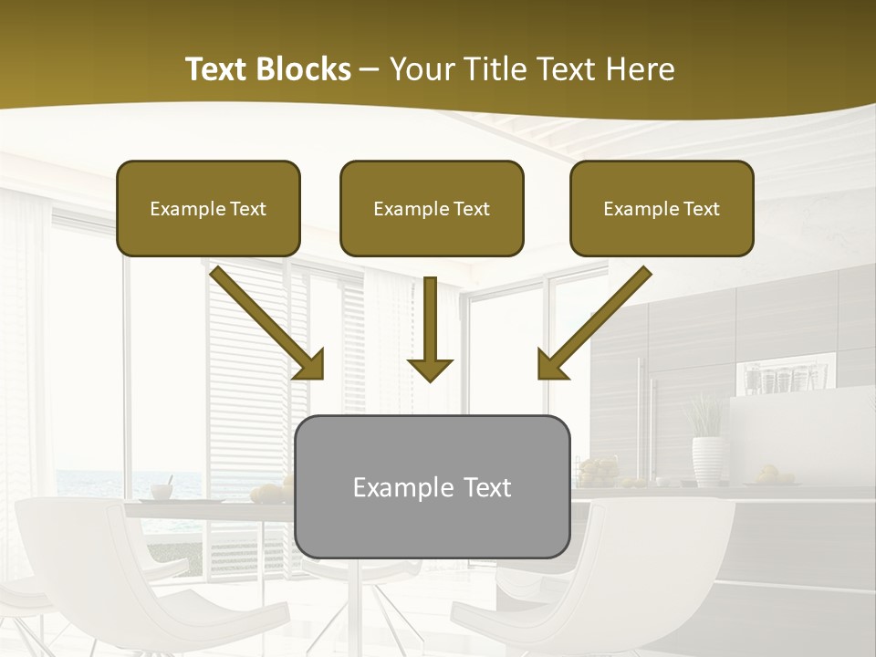 A White Table And Chairs In A Room PowerPoint Template