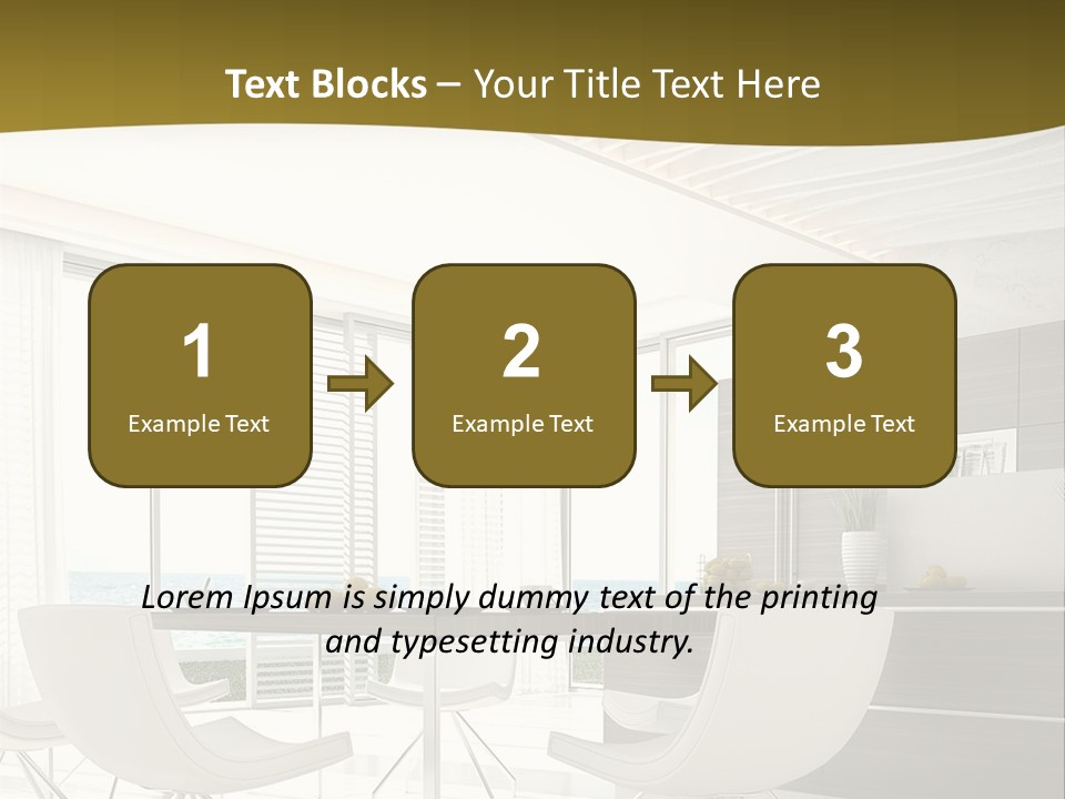A White Table And Chairs In A Room PowerPoint Template
